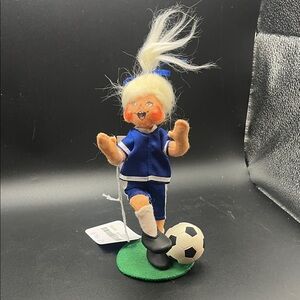 Blue Soccer Player Figurine